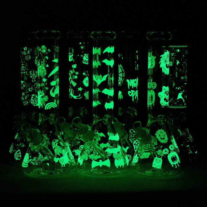14" Glow in the dark 7 mm glass water bong [YG]