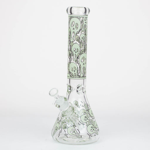 14" Ghost Pattern glow in the dark / 7mm / glass beaker bong [CH-105] Glass Bong Canadian Distributor
