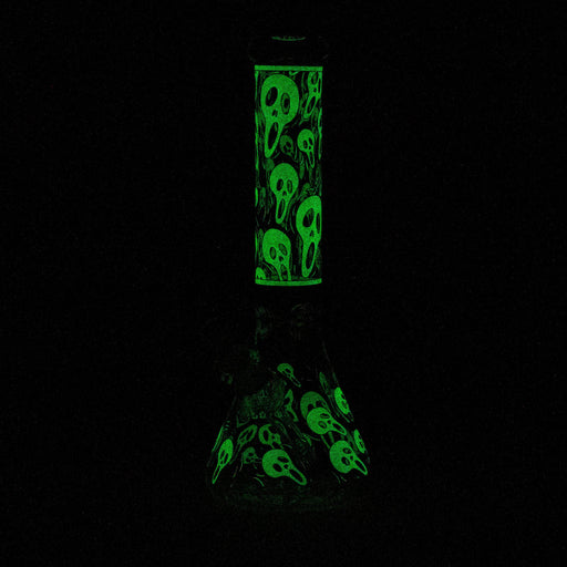 14" Ghost Pattern glow in the dark / 7mm / glass beaker bong [CH-105] Glass Bong Canadian Distributor