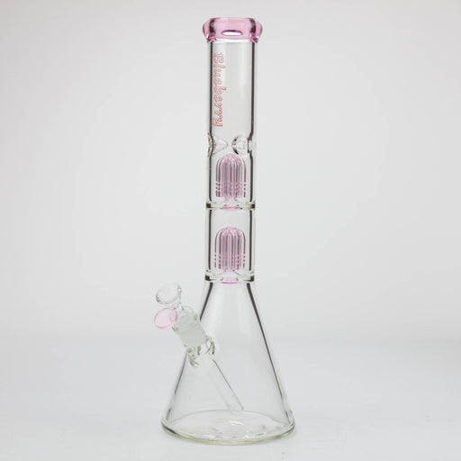 Blueberry-15 inch Double Tree Perc Beaker [S387] Glass Rig High-End Brands Glass Pink