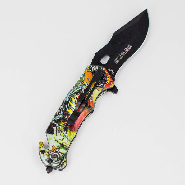 Defender-Xtreme 8″ Glass Breaker Folding Knife with belt clip [1316x]