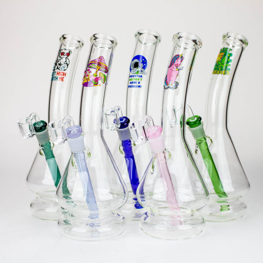 12" 2-in-1 Beaker Glass Bong - Cartoon Design [XTR2022-03] Glass Bong Canadian Distributor