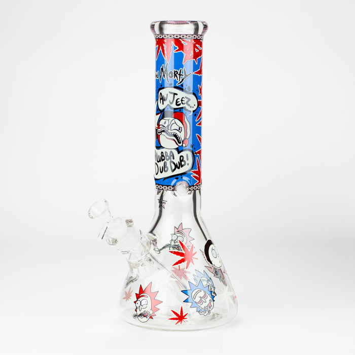 13.5” RM cartoon 9 mm glass Glow beaker water bong [GB21009]
