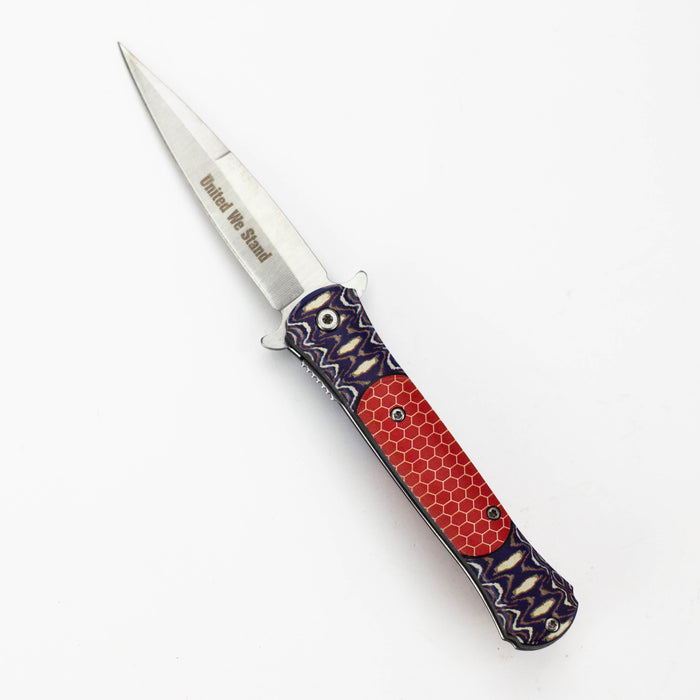 8.5" Folding Knife Rescue Stainless Steel Unique Art Handle Red [13433]