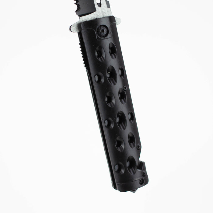 8.5" Defender Black Tactical Design Pocket Knife with Belt Clip [7672]