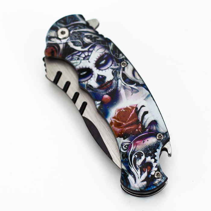 Defender-Xtream  8.5" Women with rose folding knife with bottle opener [13428]