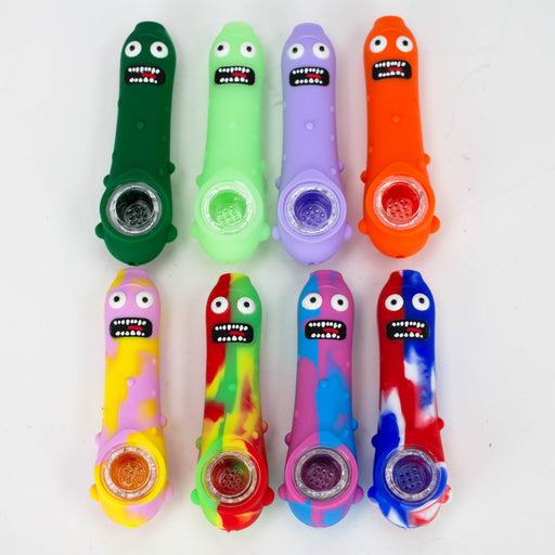 4.5" Cucumber Silicone hand pipe with glass bowl-Assorted Silicone Pipe ONE