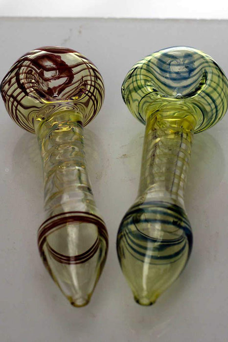 Changing colors spiral glass hand pipe- - One Wholesale