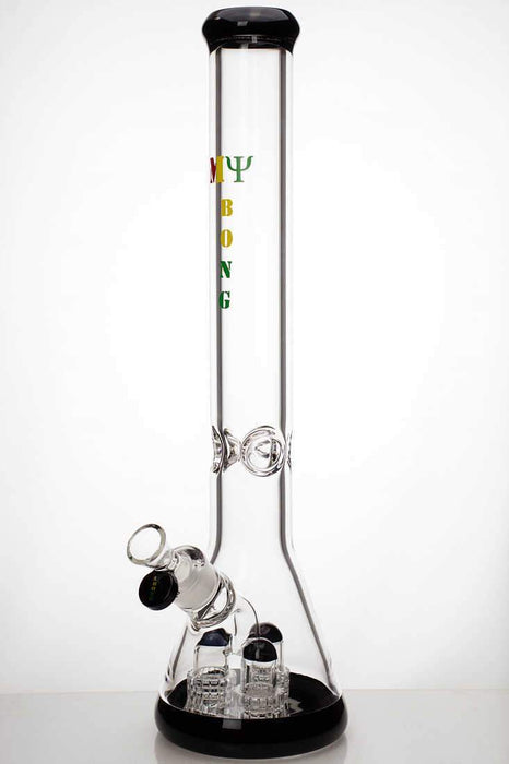 18" Triple Barrel Beaker glass water bong Beaker Bong ONE Black