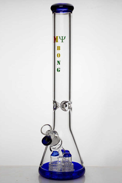 18" Triple Barrel Beaker glass water bong Beaker Bong ONE Blue