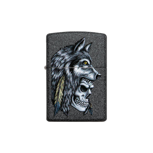 Zippo 29863 Wolf Skull Feather Design Zippo Lighter ONE