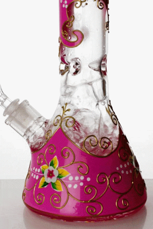 13" heavy glass flower artwork beaker water bong Beaker Bong ONE