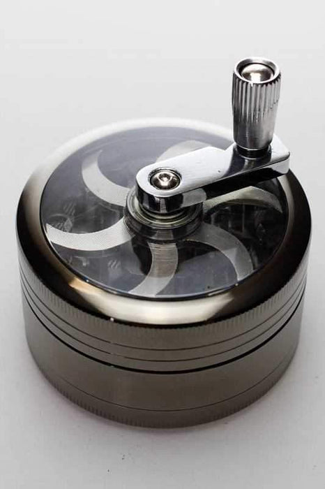3 parts aluminium herb grinder with handle-Gun Metal - One Wholesale