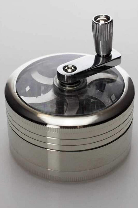 3 parts aluminium herb grinder with handle-Silver - One Wholesale