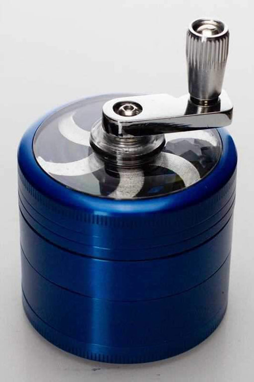 4 parts aluminium herb grinder with handle-Blue - One Wholesale