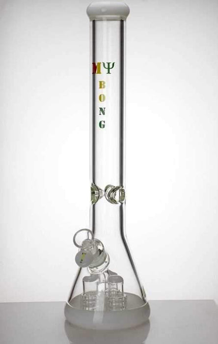 18" Triple Barrel Beaker glass water bong Beaker Bong ONE White
