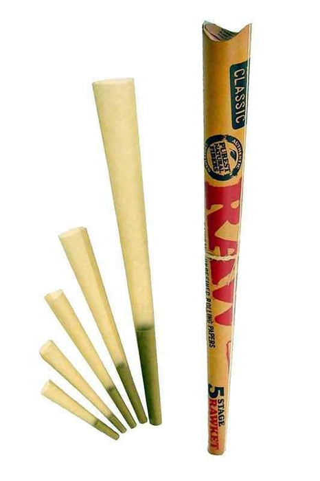 RAW Natural Unrefined Pre-Rolled Cone-1 Pack-5 stage rawket - One Wholesale