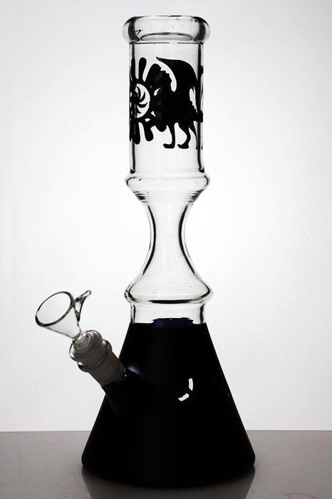 12" color coated glass water bongs-Black-3688 - One Wholesale
