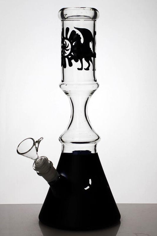 12" color coated glass water bongs Beaker Bong ONE Black-3688