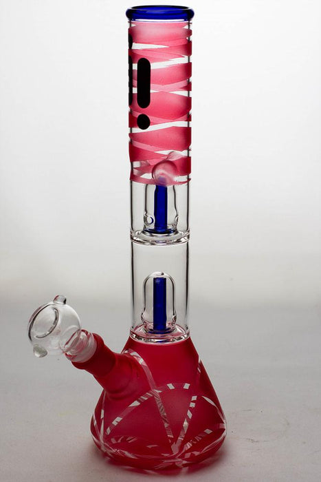 12" infyniti double shower head beaker Bong-Red-3805 - One Wholesale