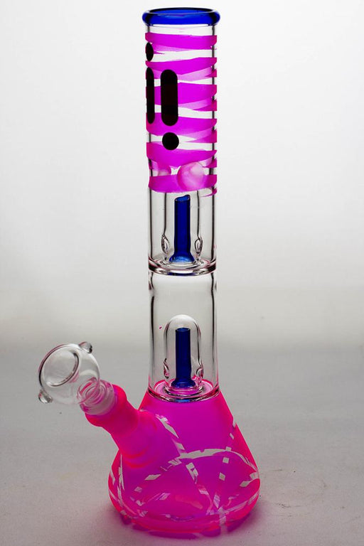 12" infyniti double shower head beaker Bong Glass Bong ONE Pink-3806