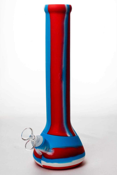 13" stripe Silicone detachable beaker water bong-BL-RD - One Wholesale