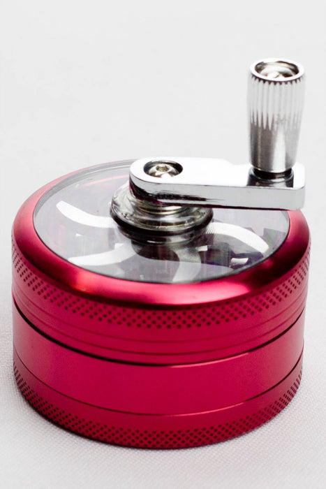 3 parts infyniti aluminium herb grinder with handle-Red - One Wholesale
