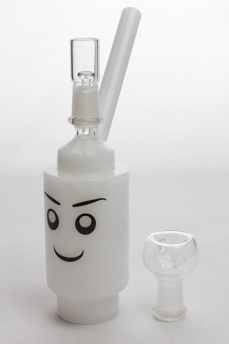 7 inches Lego head  2-in-1 glass water bubbler-White - One Wholesale