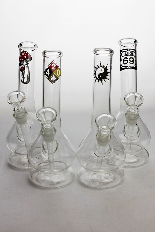 8" glass water bong with bowl stem Beaker Bong ONE Type 4009
