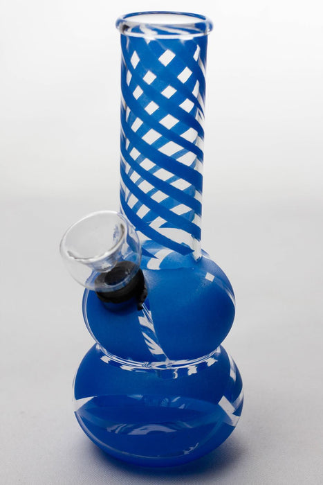 6" double beaker glass water bong-Blue - One Wholesale