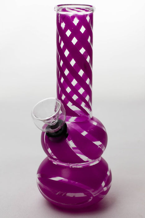 6" double beaker glass water bong-Pink - One Wholesale