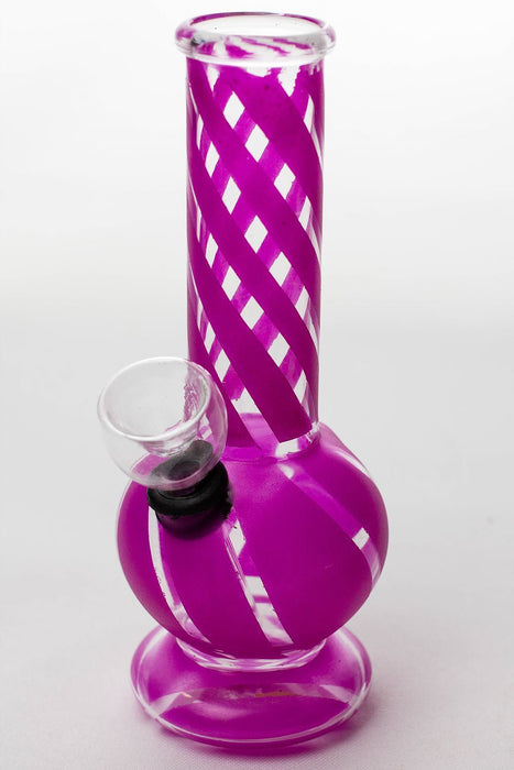 6" hollow base glass water bong-Pink-4065 - One Wholesale