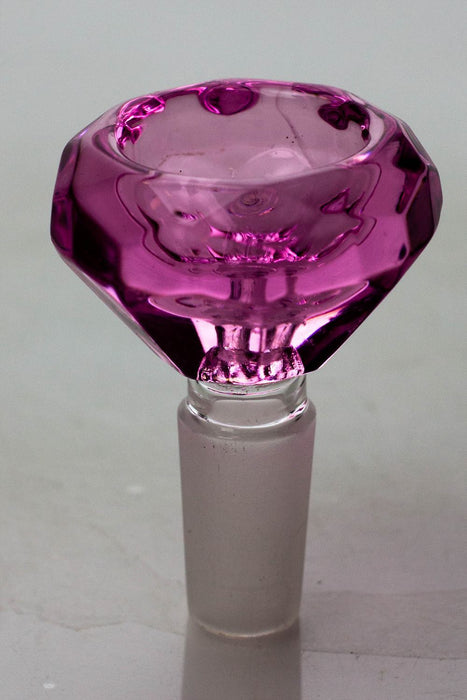 Diamond cutting shape wide glass bowl-Pink - One Wholesale