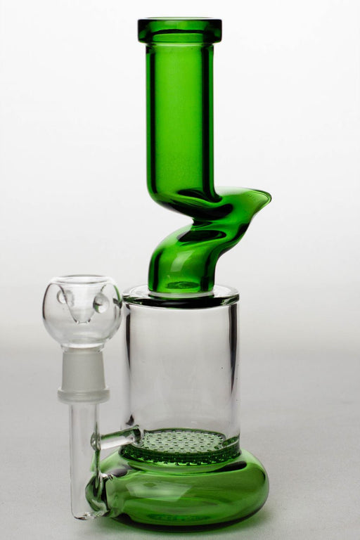 8" honeycomb flat diffused Zig-zag bubbler Other Shaped Bong ONE Green