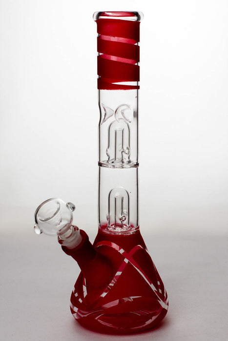 12 inches double dome percolator beaker Bong-Red-4165 - One Wholesale