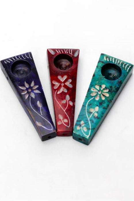 Flower engraved stone pipe pack- - One Wholesale
