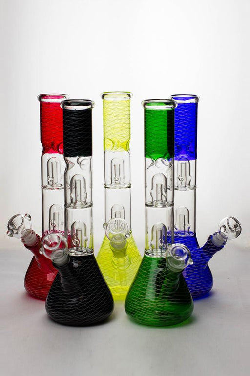 12 inches double dome percolator patterned beaker water bong Beaker Bong ONE