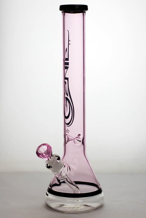 18 inches genie 9 mm color-tube and clear-bottom beaker water bong-Pink - One Wholesale