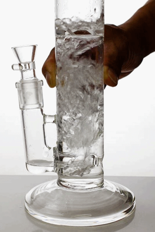 19.5 in. clear tube inline diffuser glass water bong with carb Straight Tube Bong ONE