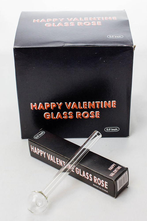 Happy valentine glass rose Oil burner pipe- - One Wholesale
