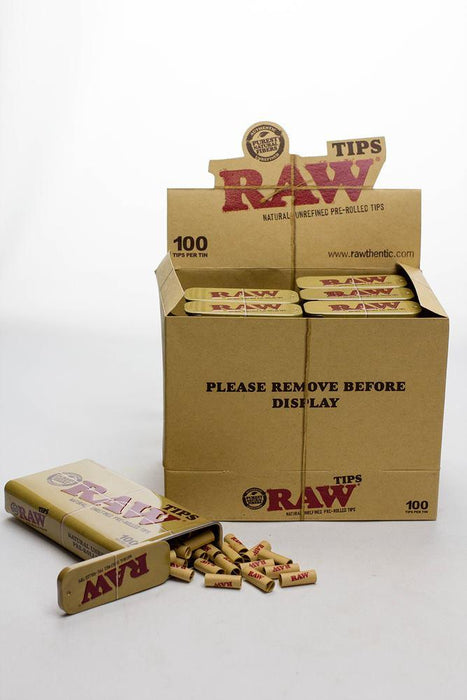 Raw Rolling paper pre-rolled filter tips 100 in a tin case - 6 units Filter Tip ONE
