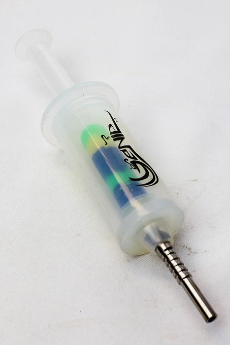 White silicone syringe shape nectar collector-GR-BK-YL - One Wholesale