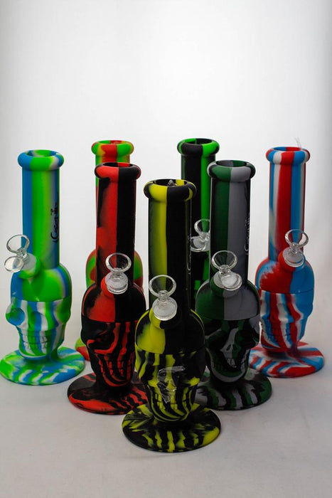 11" Genie Detachable mixed color silicone skull water bong- - One Wholesale