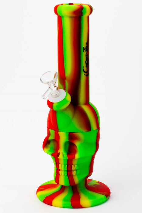 11" Genie skull multi colored detachable silicone water bong-RASTA - One Wholesale