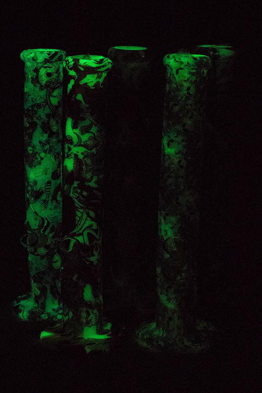 14" Glow in the dark silicone tube water bong Silicone Bong ONE