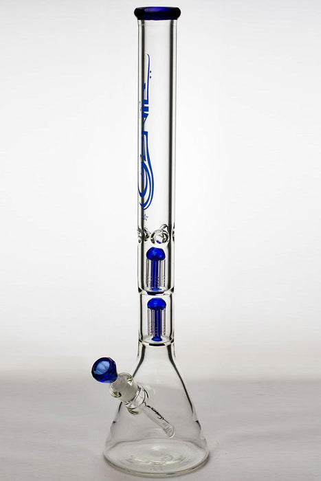 24" genie double 6 arms heavy glass water beaker bong-Blue - One Wholesale
