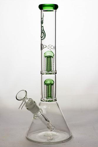 12" genie dual 5 arms percolator water bong-Green - One Wholesale