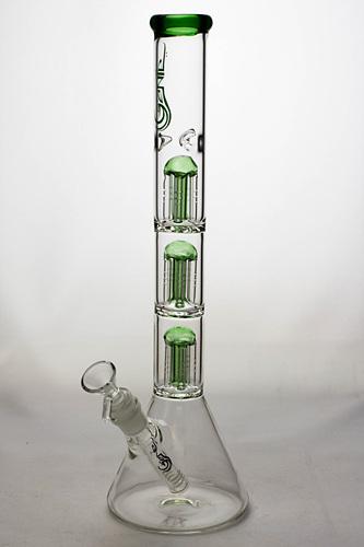 14" genie triple 5 arms percolator water bong-Green - One Wholesale