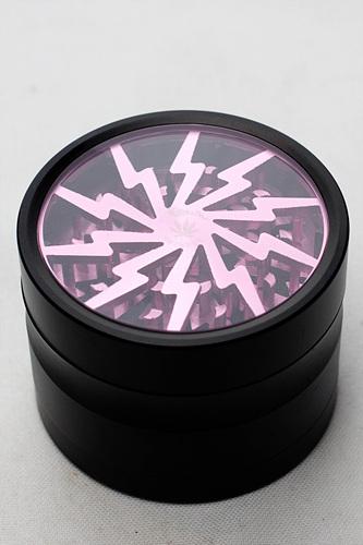 Black Aluminium 4 parts grinder with color acrylic window-Pink - One Wholesale