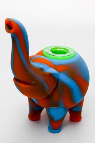 4.5" Genie elephant Silicone hand pipe with glass bowl-OR-BL - One Wholesale